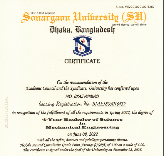 B.Sc. Certificate