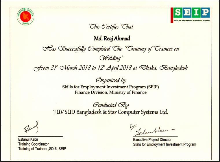 Training Certificate